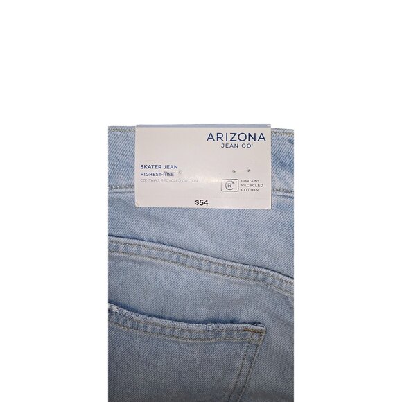 Arizona Highest-Rise Skater Jeans Light Blue Denim Recycled Cotton Distressed St - Picture 6 of 7